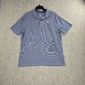 Nike Dri-Fit Mens Polo Shirt Large Gray Striped Short Sleeve Golf Tee
